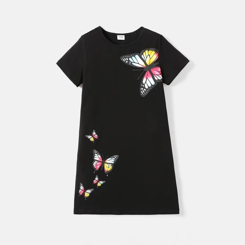 PatPat Kid Girl Butterfly Print Cotton Short-sleeve Tee Dress 5-6 Years 2049487 - Tuzzut.com Qatar Online Shopping