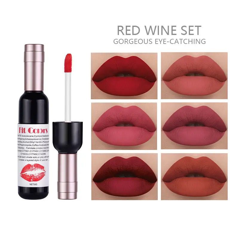 6 Pc Set LEKOFO Trendy LIp Gloss Nude Matte Lipstick Waterproof Long Lasting Women Red Lip Tint Velvet Lip Glaze Makeup Cosmetics - Tuzzut.com Qatar Online Shopping