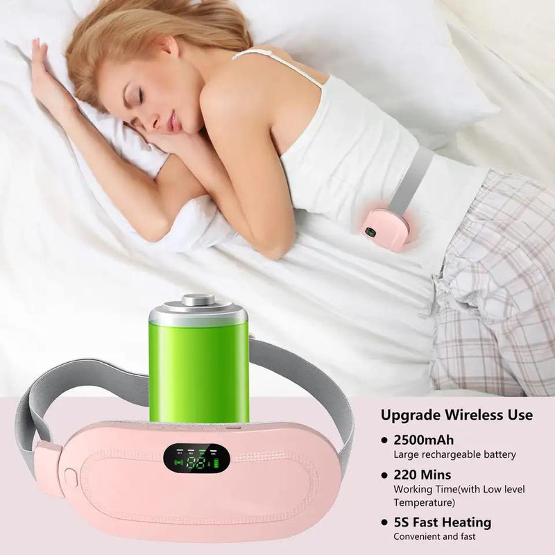 Menstrual Heating Pad Smart Warm Palace Belt Relief Waist Pain Cramps Vibrating Abdominal Massager Electric Waist Belt Device B-4582