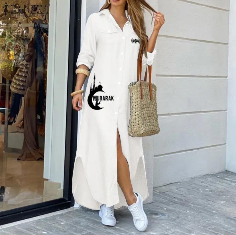 Fashion ZANZEA Women Maxi Shirt Dress Autumn Vintage Ladies 3XL S4252723 Fashion ZANZEA Women Maxi Shirt Dress Autumn Vintage Ladies 3XL S4252723