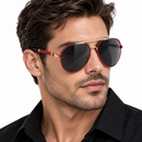 Red and Gold Aviator Sunglasses-57