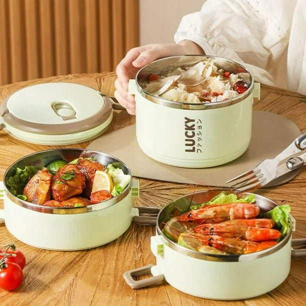 LUCKY Stainless Steel Insulated Lunch Box with Cover LB1000 - TUZZUT Qatar Online Shopping