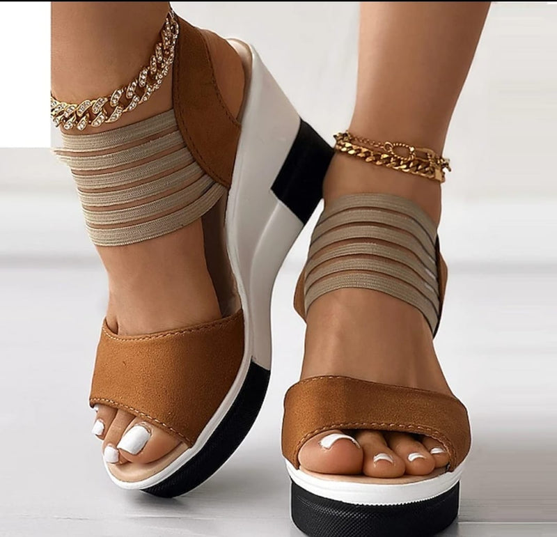 Black Wedge Sandals with Strappy 7008 - TUZZUT Qatar Online Shopping