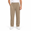 Men’s Beige Elastic Waist Straight-Leg Trousers S4609413 - M