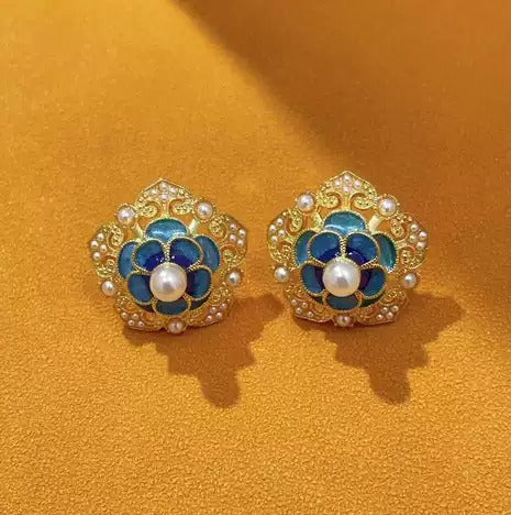 Landscape Tai Blue Sterling Ear Rings ER56 - TUZZUT Qatar Online Shopping