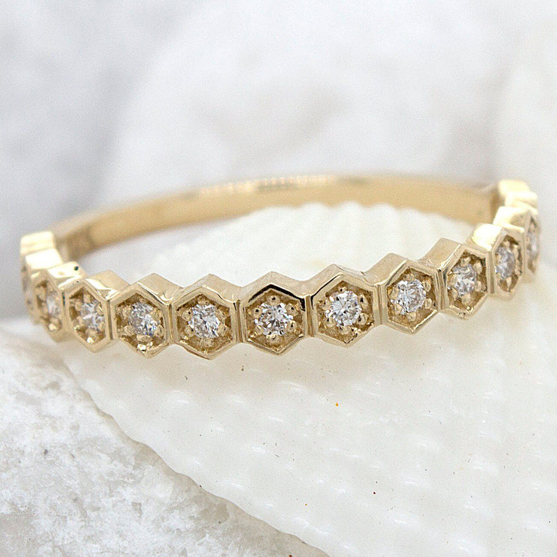 Gold Stacking Ring Dainty Diamond DN00210 - TUZZUT Qatar Online Shopping
