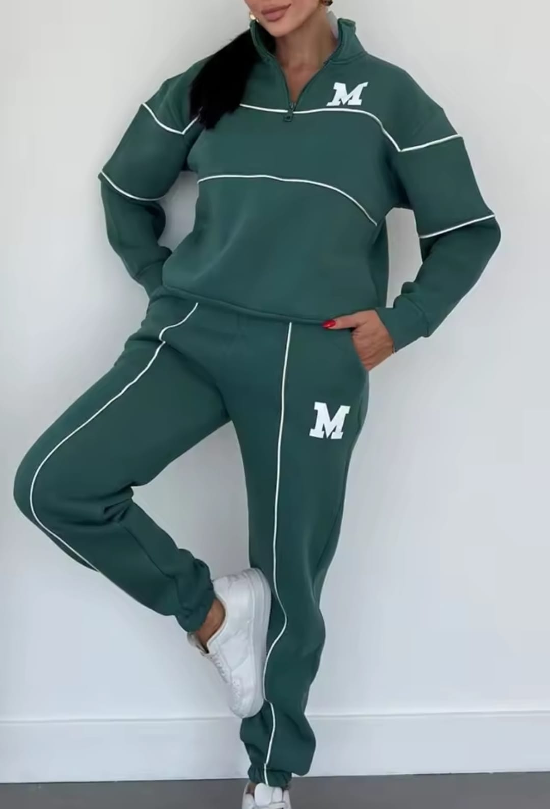 Long Sleeve Letter Sweatshirt Drawstring Long Pants Set B-382411 Long Sleeve Letter Sweatshirt Drawstring Long Pants Set B-382411