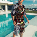 Samurai Mask Tattoo Art Armor y2k T-shirt Short Combo Beach Set Men Summer Short Sleeve Casual Mens T-Shirt BoardShorts Set 5XL S4605203 - Tuzzut.com Qatar Online Shopping