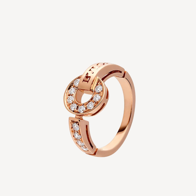 Rose Gold Pavé Diamonds Ring DN2086 - TUZZUT Qatar Online Shopping