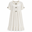 Women’s Ivory Ruffle-Trim Nightdress with Gingham Bows - L
