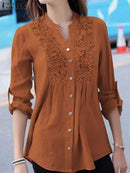 ZANZEA Spring V Neck Long Sleeve Shirt Elegant Women Lace Crochet Blouse Fashion Patchwork Tops Casual OL Work Blusas Chemise S4477523 - Tuzzut.com Qatar Online Shopping