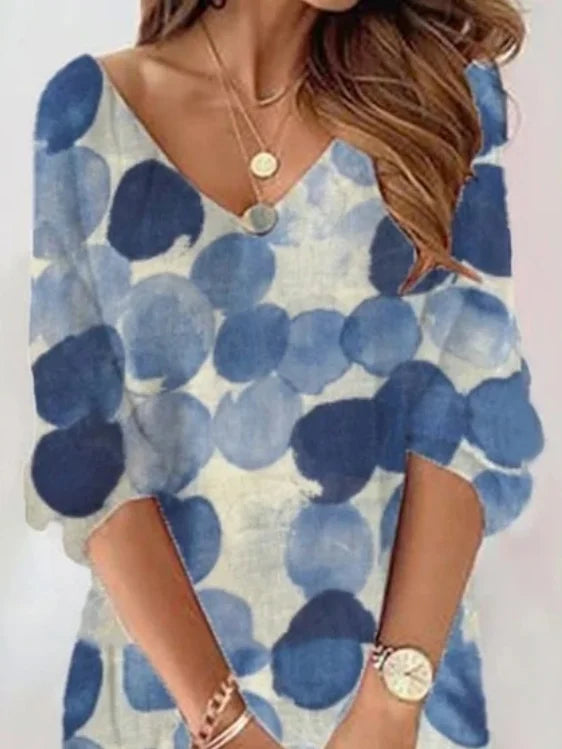 Printed Contrast Color Polka-Dot Half Sleeves Mini Dress 106095 - M Printed Contrast Color Polka-Dot Half Sleeves Mini Dress 106095 - M