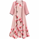 Women’s Blush Pink Floral Maxi Dress with Cover-Up D-31