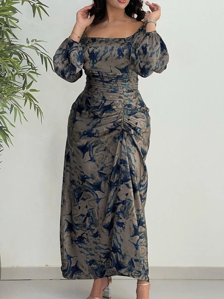Printed Waisted Dress XL S5045940 - TUZZUT Qatar Online Shopping