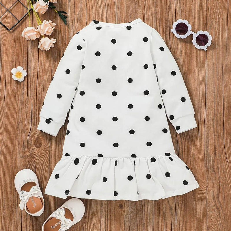 Toddler Girls Dress Long Sleeve Dress Dot Ruffles Cartoon Dairy Cow Prints Dresses Kids Girls Princess Dress 20103165 - Tuzzut.com Qatar Online Shopping