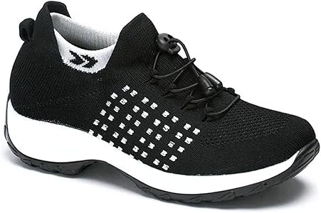 Ladies Running Shoes Slip On Trainers Thick Bottom Air Cushioned Comfortable Walking Shoes with Breathable Mesh Sneakers B107622 Ladies Running Shoes Slip On Trainers Thick Bottom Air Cushioned Comfortable Walking Shoes with Breathable Mesh Sneakers B107622