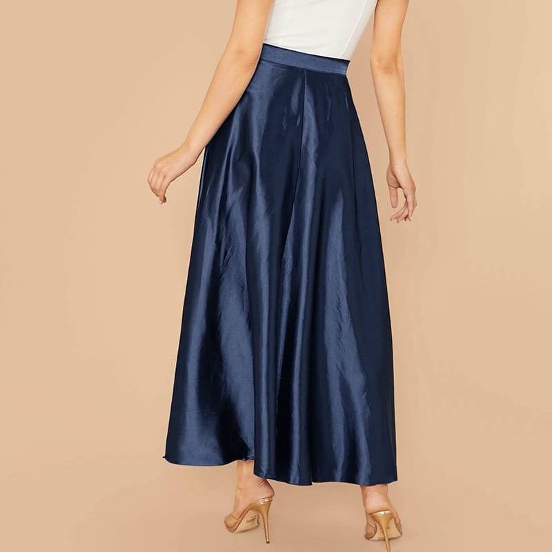 ZANZEA Fashion Satin Skirts Women's Elegant High Waist Party Maxi Skirt Female Casual Solid Color A-line Jupes Oversized S4489395