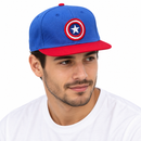 Blue & Red Flat-Brim Cap with Star Shield Embroidery