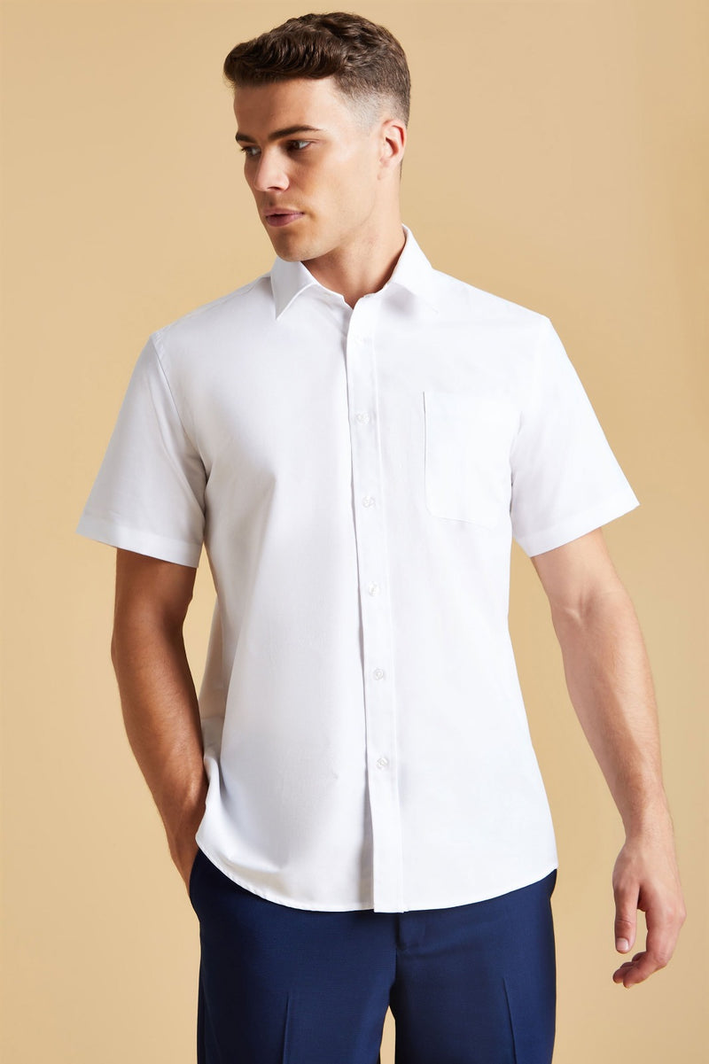 Men's Warm Short Sleeve Slim Fit White Shirt   M-17 - TUZZUT Qatar Online Shopping