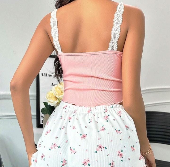 Women's Lace V Neck Shorts Pajama Sets 570170 Women's Lace V Neck Shorts Pajama Sets 570170