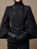 Flared Buttoned High Neck Outerwear Woolen Coat 111136 - TUZZUT Qatar Online Shopping