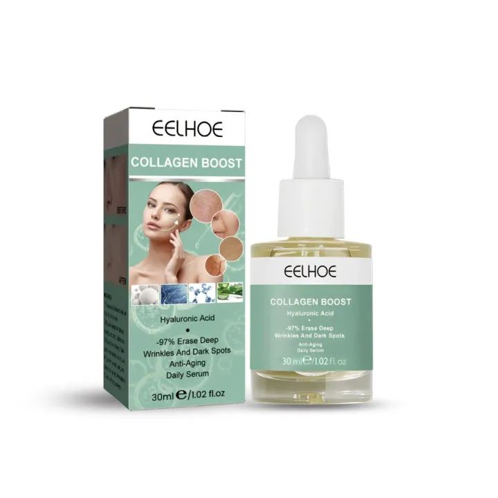 Eelhoe Advanced Collagen Boost Face Serum Lifting Firming Fade Fine Lines Wrinkle Anti-aging Facial Essence Brightening Skin Tone Whitening Moisturizing Face Nourishing Skin Care Booster Seru