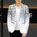 Fashion Gradient Printed Suit Jacket for Men Long Sleeve Slim Casual Business Blazers   S302911 - TUZZUT Qatar Online Shopping