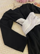 Black and White Elegant Dress 153662 - TUZZUT Qatar Online Shopping