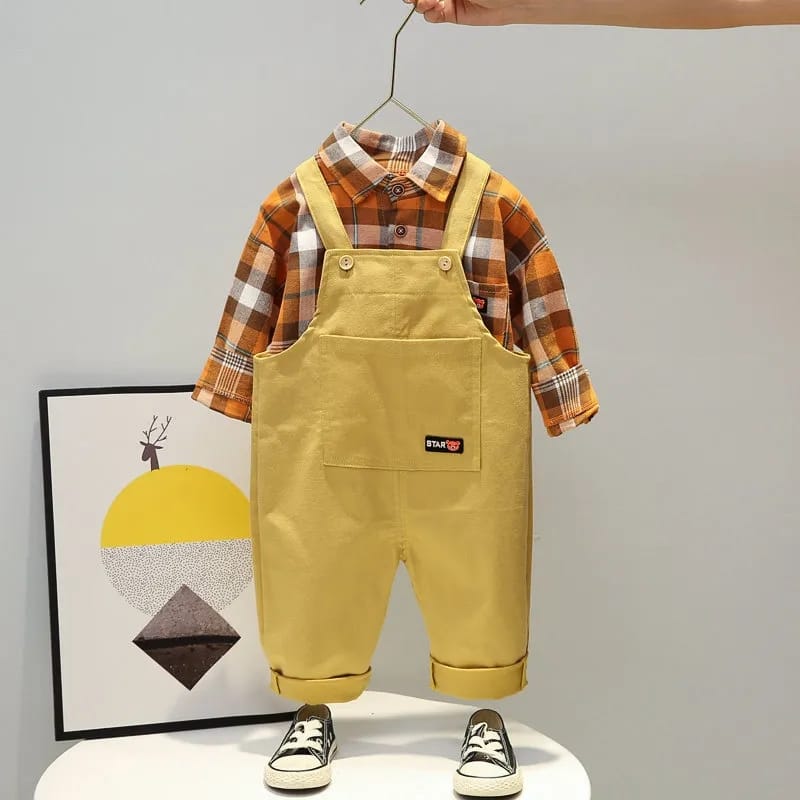 Spring Baby Boys Tracksuit Kids Long Sleeve Plaid Shirt Bib Pants Overalls 2pcs/Set Children Clothing Infant Sport Formal Suit 20496545