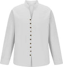 Cotton Linen Shirts for Men Long Sleeve Collarless Vintage Shirt Casual Stylish Button Down Shirt Beach Vacation Tops    0860180 - TUZZUT Qatar Online Shopping