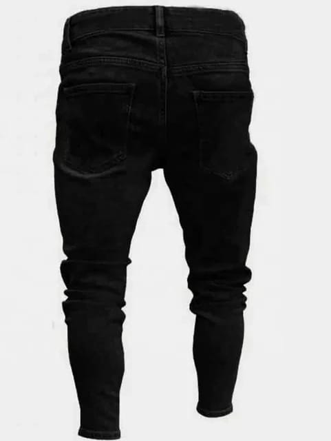 High Street Men Ripped Patched Jeans Custom Zipper Stretch Men's Skinny Denim Boyfriend Pants S S1294522 - Tuzzut.com Qatar Online Shopping