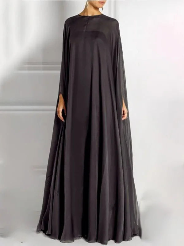 Simple Two Pieces Inner Slip Dress+See Through Outer Cape Maxi Dress 102981 Simple Two Pieces Inner Slip Dress+See Through Outer Cape Maxi Dress 102981