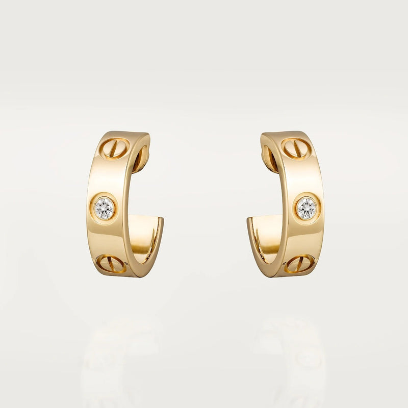 Love Earrings Yellow Gold 2 Diamonds S502744424 - TUZZUT Qatar Online Shopping