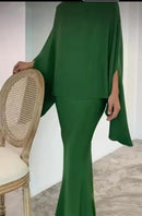 Elegant Long Dress Two-Piece Suit Women's Fashionable Solid Color Top Turkey Style Cross-Border Middle East Fashion Clothing     S6187946 - TUZZUT Qatar Online Shopping