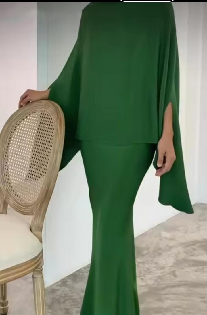 Elegant Long Dress Two-Piece Suit Women's Fashionable Solid Color Top Turkey Style Cross-Border Middle East Fashion Clothing S6187946 Elegant Long Dress Two-Piece Suit Women's Fashionable Solid Color Top Turkey Style Cross-Border Middle East Fashion Clothing S6187946