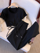 2 Pcs Women's Short Sleeve Pants Set 450126 - TUZZUT Qatar Online Shopping