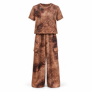 Women’s Brown Printed Two-Piece Top and Cargo Trousers Set TZ905