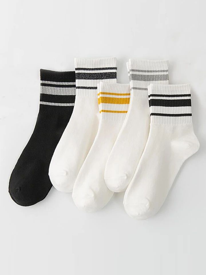 5pairs Striped Pattern Socks X1392845