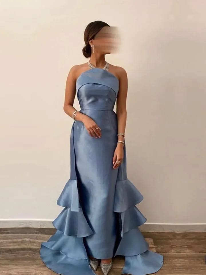 Evening Dresses Formal Occasion Elegant Party for Women Prom Floor Length Strapless Tiered Straight Sheath M 070725270