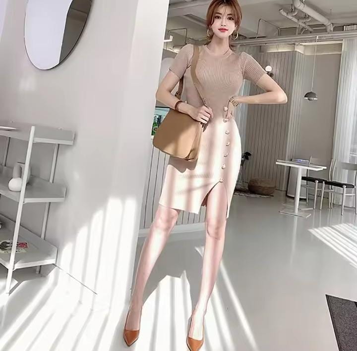 Women's O-Neck Short Sleeve Sweater Dress 236865 Women's O-Neck Short Sleeve Sweater Dress 236865