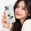 I Phone 12 pro max Transparent White Rose Floral Design Phone Case – Clear MF 1956
