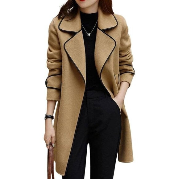 Winter Solid Color Loose Casual Woolen Coat 54084 Winter Solid Color Loose Casual Woolen Coat 54084
