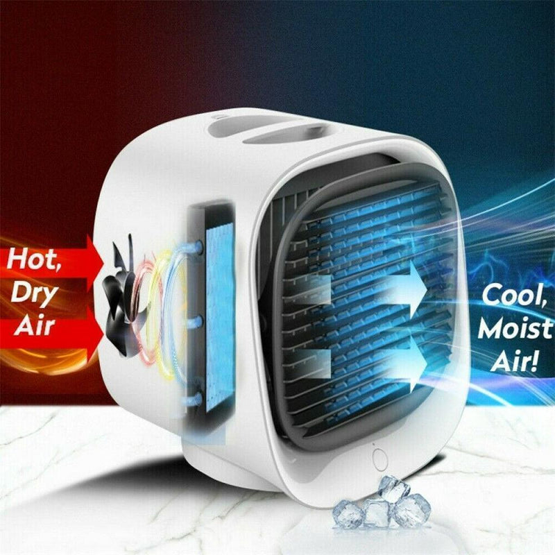 Desktop Air Cooler, Evaporative Air Cooler & Portable Mini Air Conditioner/Humidifier, Noiselessness with USB Charge, 3 Adjustable Speeds with LED Lighting for Room Home Office, Green -New S1780735