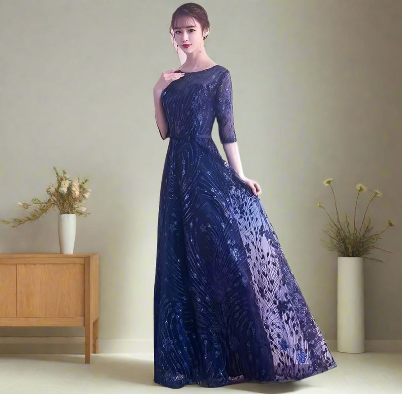 Women Evening Dress O-Neck Party Dress   B62322 - TUZZUT Qatar Online Shopping