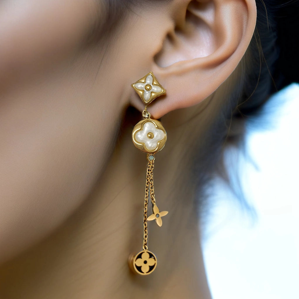 Dangling Floral Pearl Stud Earrings SE57 Dangling Floral Pearl Stud Earrings SE57