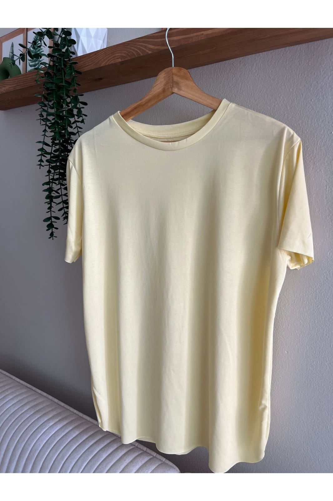 Modal Checkered Round Neck T-Shirt T590372 Modal Checkered Round Neck T-Shirt T590372