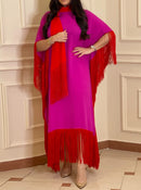 Magenta Mrs. Ross Fringed Crepe Kaftan s 070465279 - Tuzzut.com Qatar Online Shopping