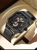 Large dial watch men's belt square watch men's S4802970 - TUZZUT Qatar Online Shopping