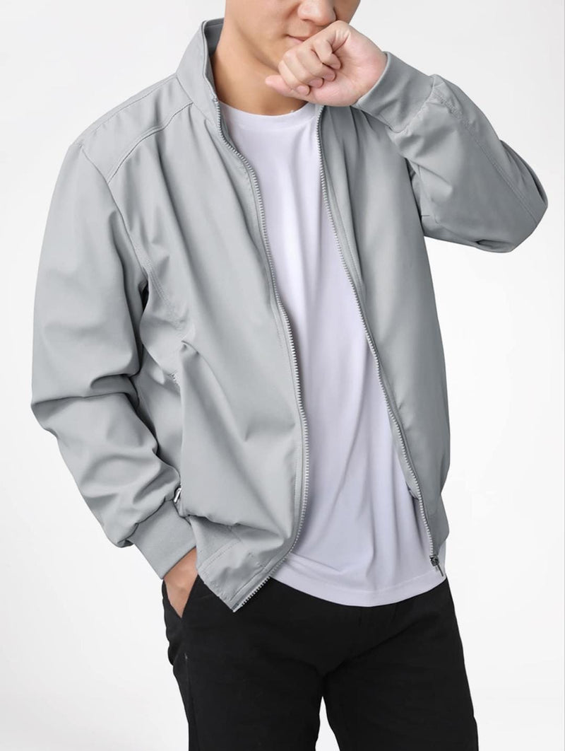 Men Zip Up Slant Pocket Jacket   T491077 - TUZZUT Qatar Online Shopping
