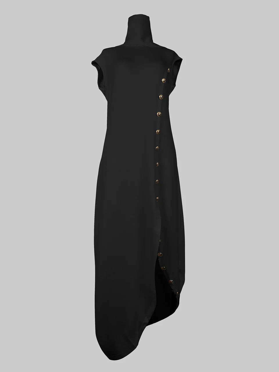 Loose Sleeveless Solid Color Split-side Shawl Collar Maxi Dresses 148613 Loose Sleeveless Solid Color Split-side Shawl Collar Maxi Dresses 148613
